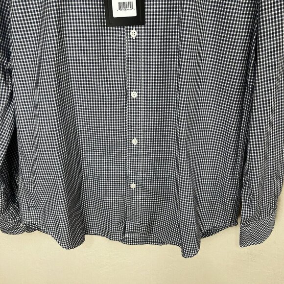 DSTRCT&Row Dress Shirt Long Sleeve White Blue Check Collared Size Medium NEW - Picture 3 of 10